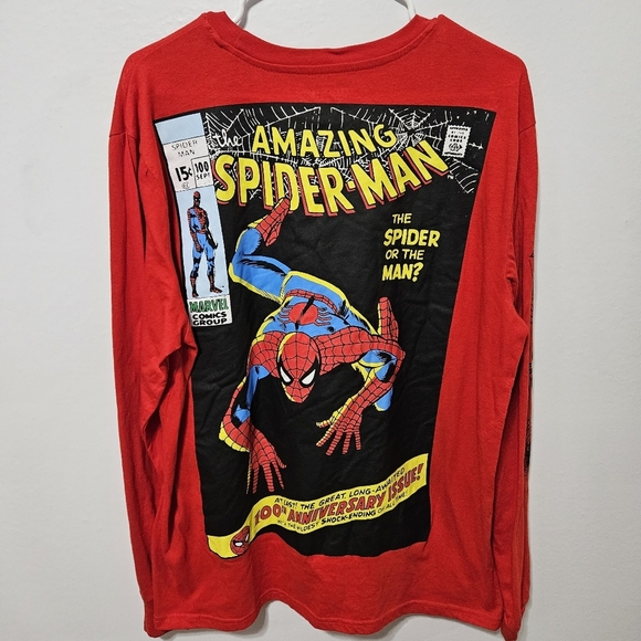 MARVEL Amazing SPIDERMAN Comic Book Graphic Red Shirt Long Sleeve MEN'S  Size XL - Picture 2 of 6